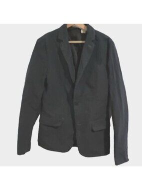 DKNY Jeans Cotton Gray Black Pinstripe Jacket Mens Size Small‎